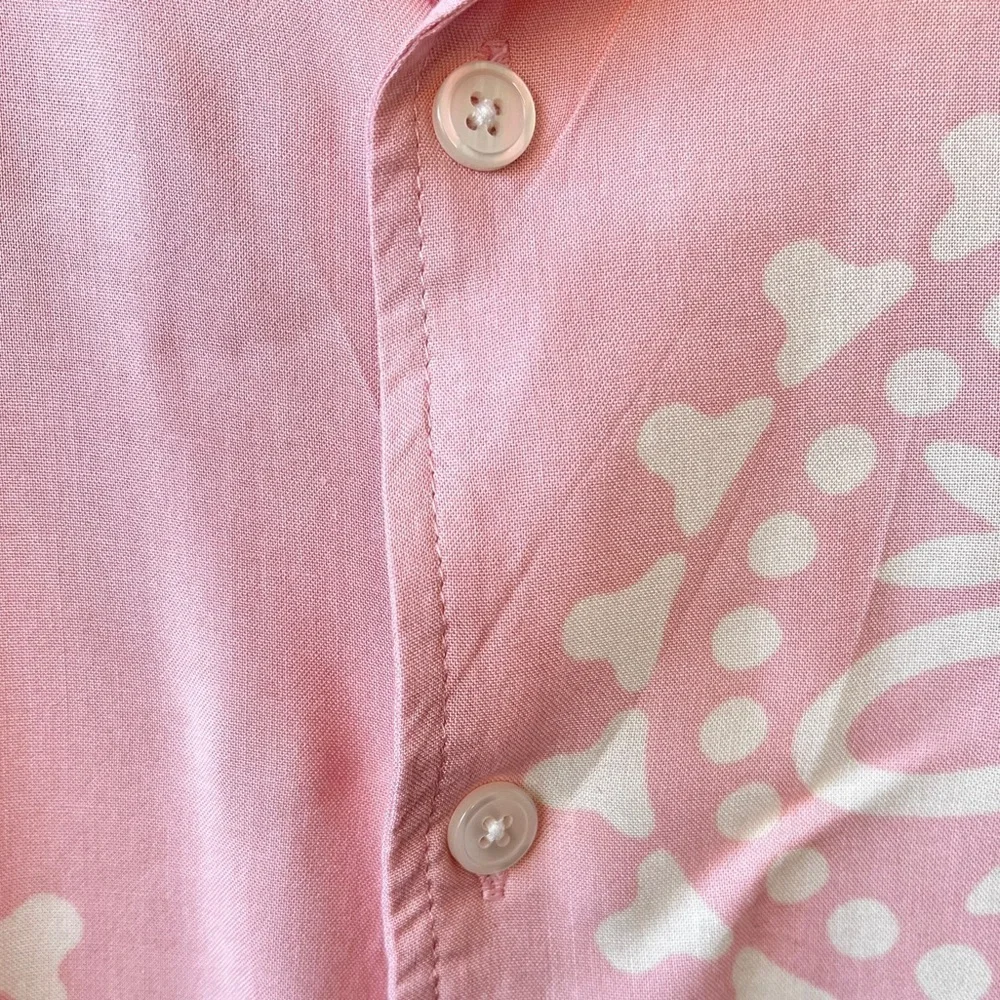 Men’s Brooklyn Cloth Pink Rayon Paisley Resort Short Sleeve Shirt Size S